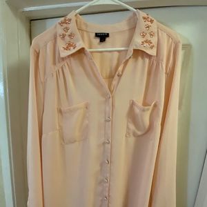 Torrid Blouse Light Pink Bejeweled